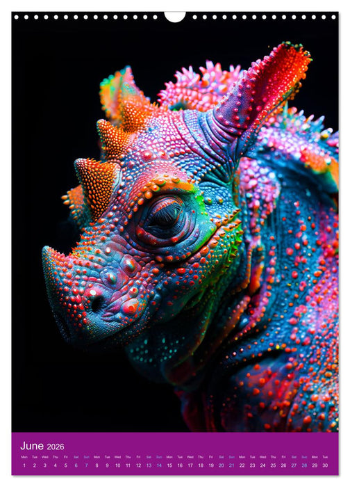 Neon evolution - Fluorescent fantasy animals of the AI world (CALVENDO Monthly Calendar 2026)