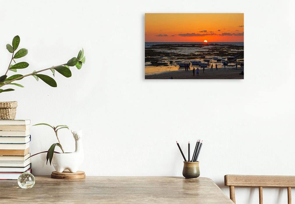 Premium Textil-Leinwand Bezaubernder Sonnenuntergang in La Caleta