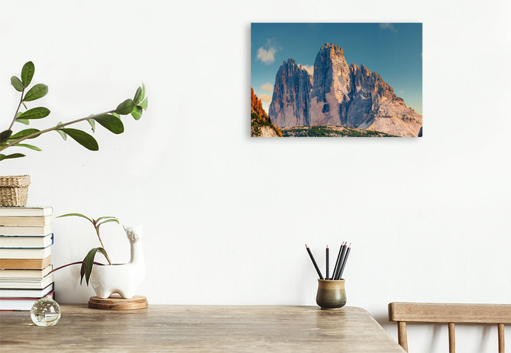 Premium Textil-Leinwand Dolomiten, Drei Zinnen in Nahaufnahme