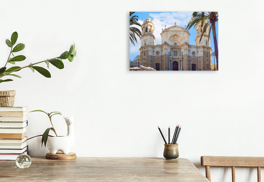 Premium Textil-Leinwand Die berühmte Kathedrale zum heiligen Kreuze über dem Meer