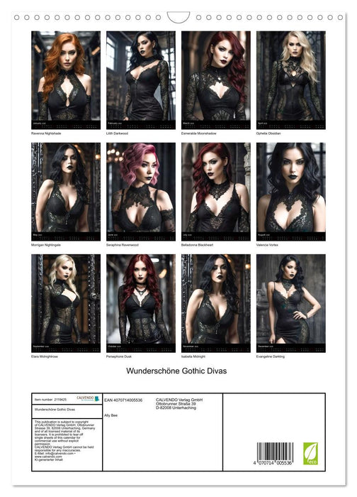 Beautiful Gothic Divas (CALVENDO Monthly Calendar 2026)