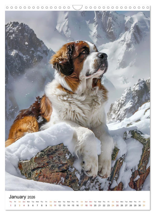 Saint Bernards - good-natured and brave (CALVENDO Monthly Calendar 2026)