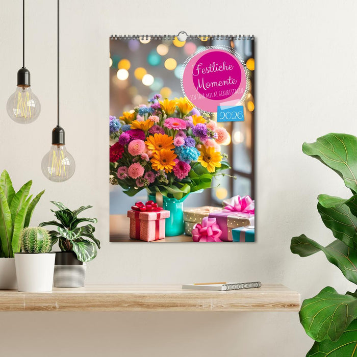 Festive moments - A year of AI birthdays (CALVENDO Monthly Calendar 2026)