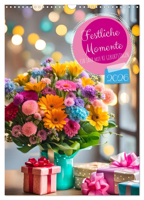 Festive moments - A year of AI birthdays (CALVENDO Monthly Calendar 2026)