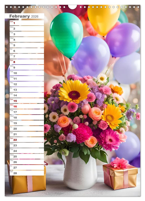 Festive moments - A year of AI birthdays (CALVENDO Monthly Calendar 2026)