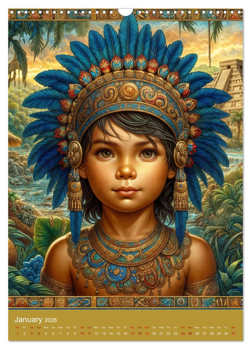 Rainforest children - A children's calendar inspired by the life of the Mayas (CALVENDO Monthly Calendar 2026)