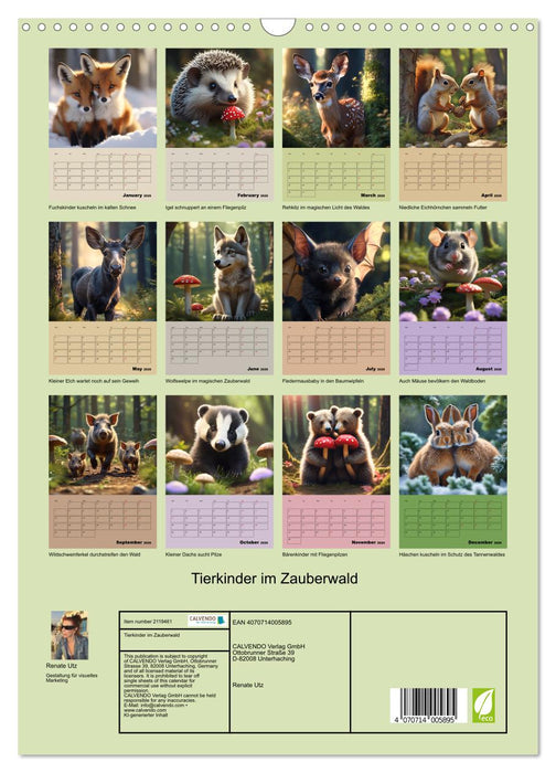 Animal children in the enchanted forest (CALVENDO Monthly Calendar 2026)