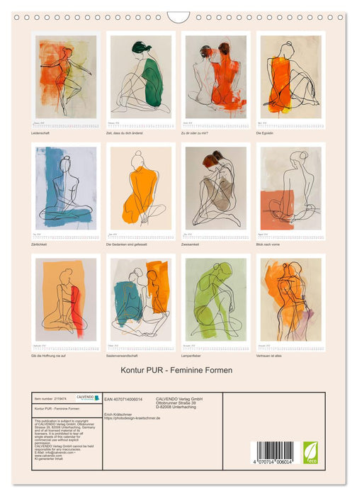 Contour PUR - Feminine shapes (CALVENDO Monthly Calendar 2026)