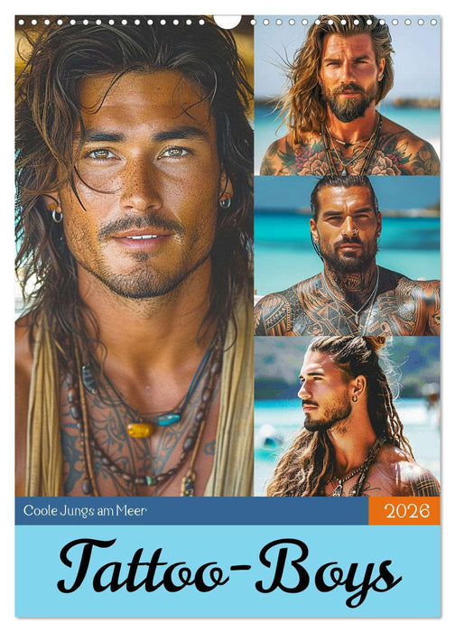 Tattoo-Boys. Coole Jungs am Meer (CALVENDO Monthly Calendar 2026)