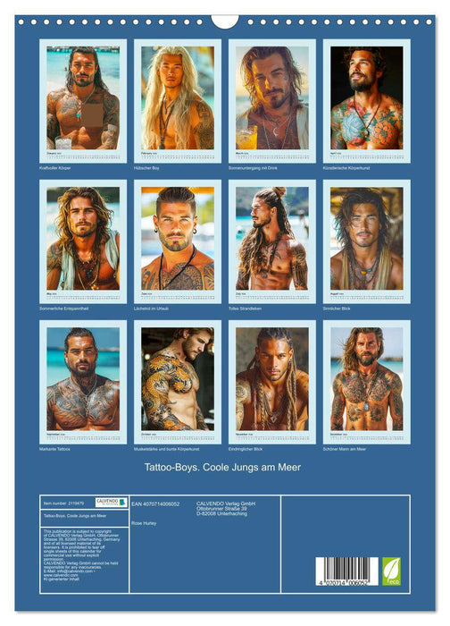 Tattoo-Boys. Coole Jungs am Meer (CALVENDO Monthly Calendar 2026)