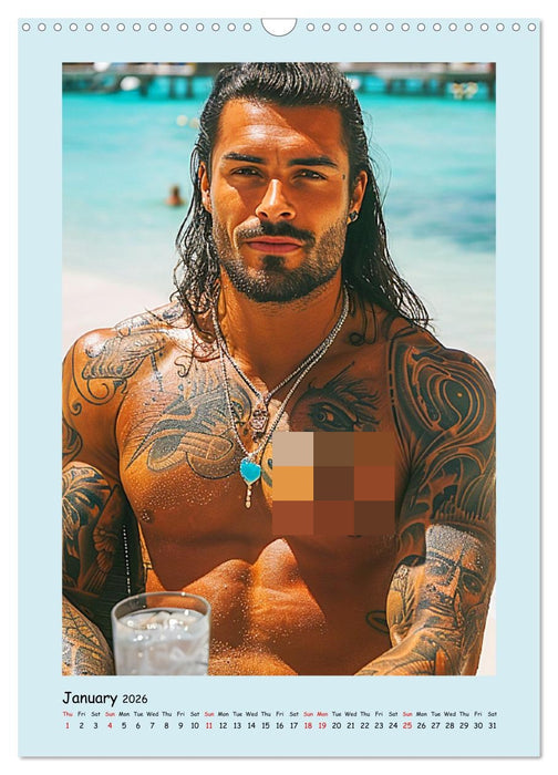 Tattoo-Boys. Coole Jungs am Meer (CALVENDO Monthly Calendar 2026)