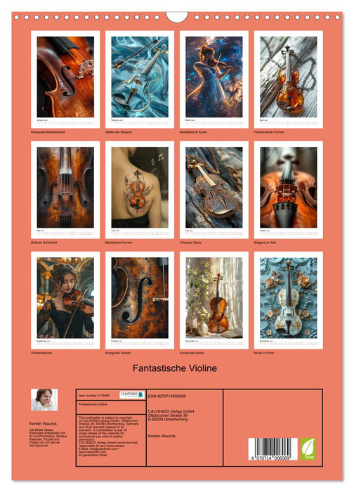 Fantastic violin (CALVENDO Monthly Calendar 2026)