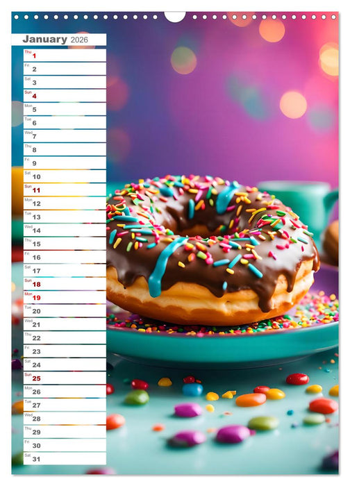 Donuts and Birthdays, sweet birthday calendar with colorful AI donuts (CALVENDO Monthly Calendar 2026)