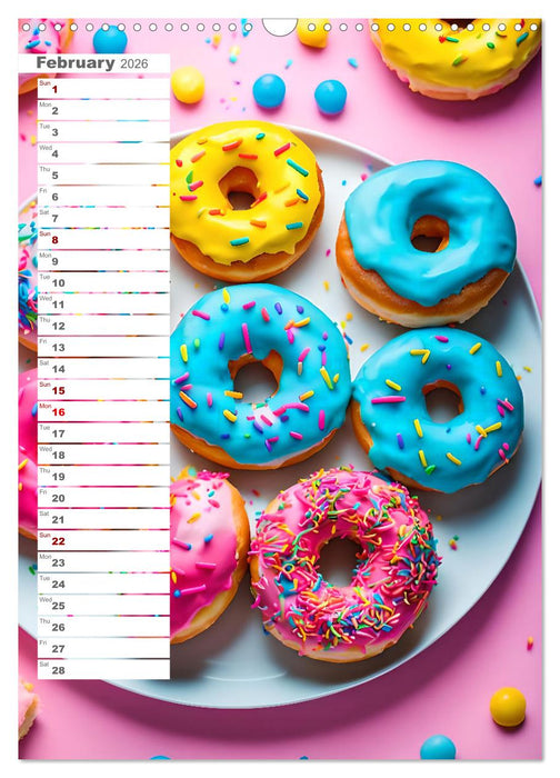 Donuts and Birthdays, sweet birthday calendar with colorful AI donuts (CALVENDO Monthly Calendar 2026)