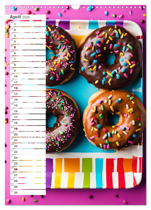 Donuts and Birthdays, sweet birthday calendar with colorful AI donuts (CALVENDO Monthly Calendar 2026)