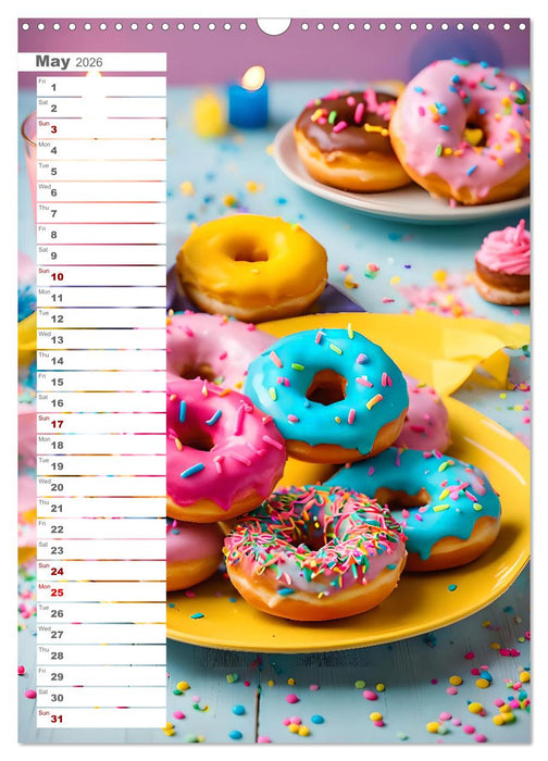 Donuts and Birthdays, sweet birthday calendar with colorful AI donuts (CALVENDO Monthly Calendar 2026)