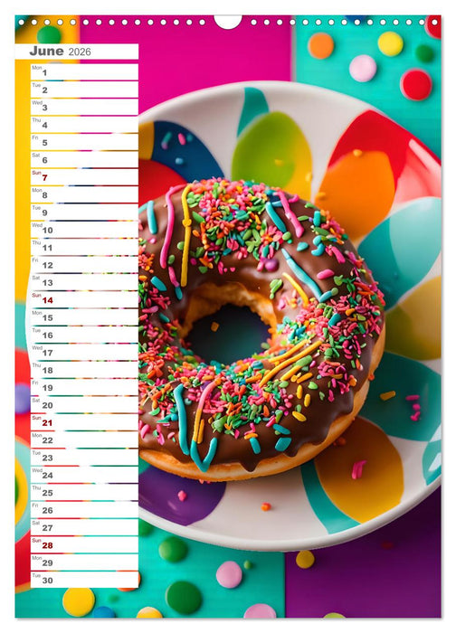 Donuts and Birthdays, sweet birthday calendar with colorful AI donuts (CALVENDO Monthly Calendar 2026)