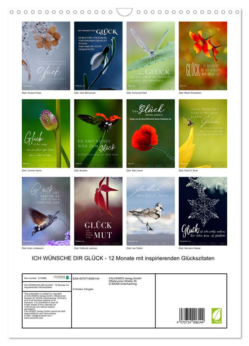 I WISH YOU HAPPINESS - 12 months of inspirational happiness quotes (CALVENDO Monthly Calendar 2026)