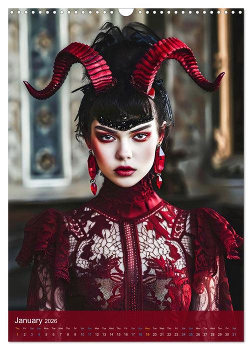 Devilish Gothics - Gothic, girls and horns (CALVENDO Monthly Calendar 2026)
