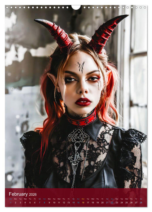 Devilish Gothics - Gothic, girls and horns (CALVENDO Monthly Calendar 2026)