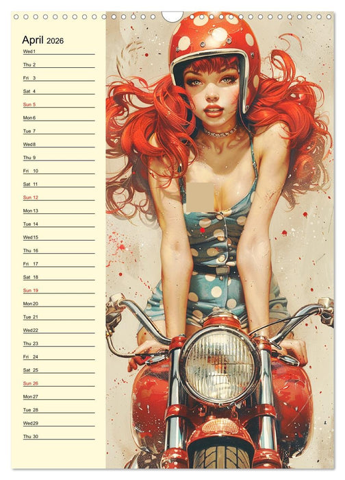 Sexy pin-up girls. Modern art in retro style (CALVENDO Monthly Calendar 2026)