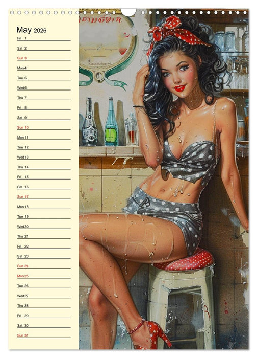 Sexy pin-up girls. Modern art in retro style (CALVENDO Monthly Calendar 2026)