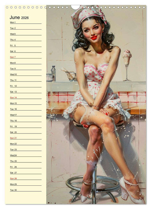 Sexy pin-up girls. Modern art in retro style (CALVENDO Monthly Calendar 2026)