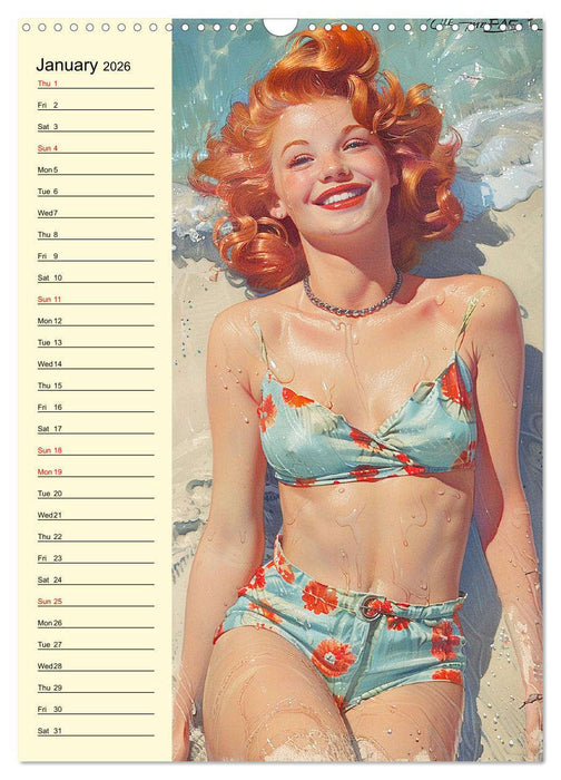 Pin-up-Girls. Sexappeal am Strand (CALVENDO Monthly Calendar 2026)