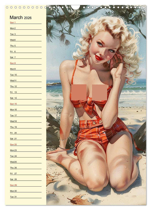 Pin-up-Girls. Sexappeal am Strand (CALVENDO Monthly Calendar 2026)