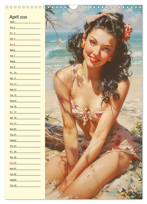 Pin-up-Girls. Sexappeal am Strand (CALVENDO Monthly Calendar 2026)
