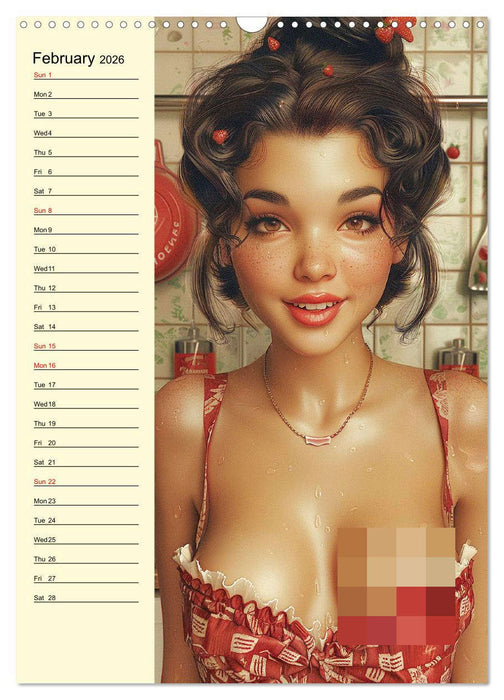 Honey, I've cooked! Sexy-fun pin-up girls in the kitchen (CALVENDO Monthly Calendar 2026)