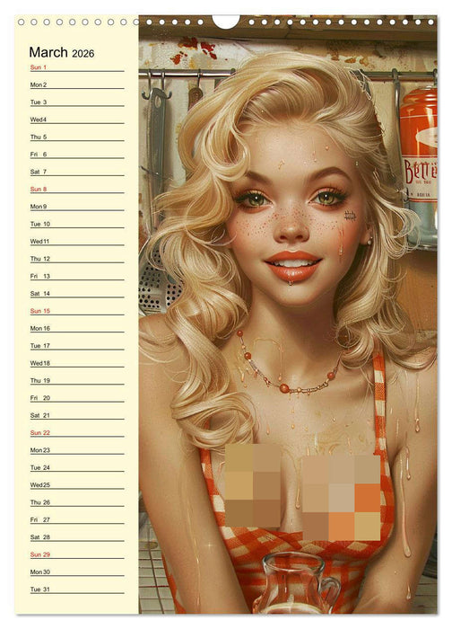 Honey, I've cooked! Sexy-fun pin-up girls in the kitchen (CALVENDO Monthly Calendar 2026)