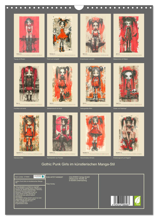 Gothic punk girls in artistic manga style (CALVENDO Monthly Calendar 2026)