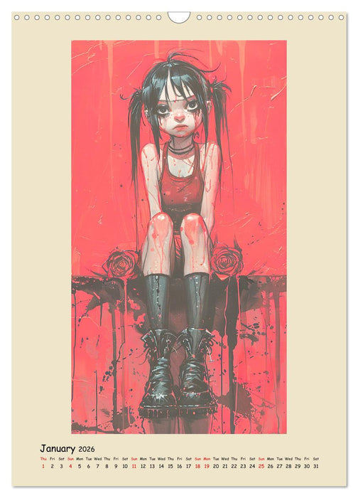 Gothic punk girls in artistic manga style (CALVENDO Monthly Calendar 2026)