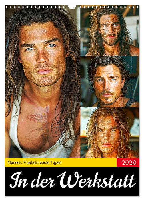 In the workshop. Men, muscles, cool guys (CALVENDO Monthly Calendar 2026)