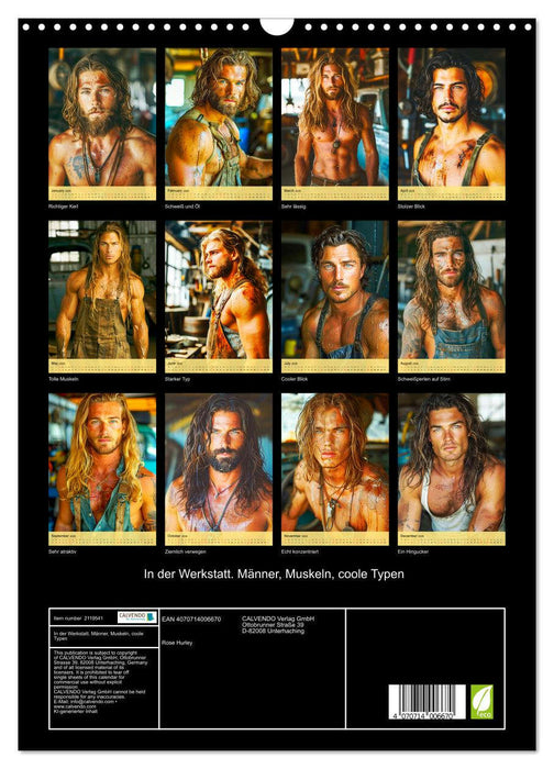In the workshop. Men, muscles, cool guys (CALVENDO Monthly Calendar 2026)