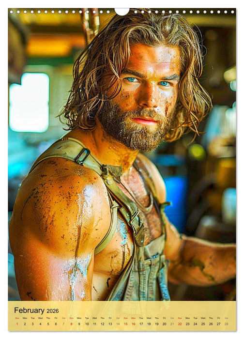 In the workshop. Men, muscles, cool guys (CALVENDO Monthly Calendar 2026)