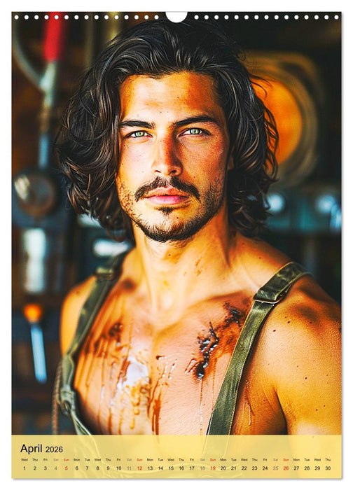 In the workshop. Men, muscles, cool guys (CALVENDO Monthly Calendar 2026)