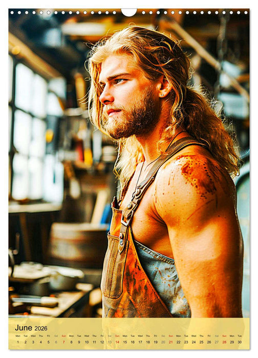 In the workshop. Men, muscles, cool guys (CALVENDO Monthly Calendar 2026)