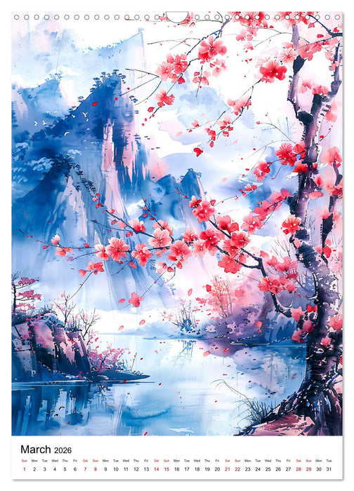 China in watercolors - Idyllic journey through dream landscapes (CALVENDO Monthly Calendar 2026)