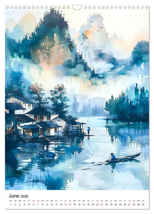 China in watercolors - Idyllic journey through dream landscapes (CALVENDO Monthly Calendar 2026)