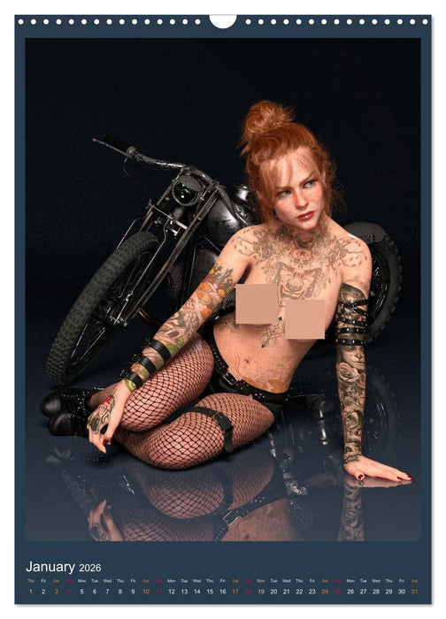 Hot Girls and Bikes (CALVENDO Monthly Calendar 2026)