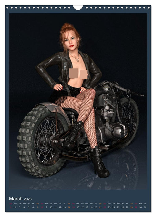 Hot Girls and Bikes (CALVENDO Monthly Calendar 2026)