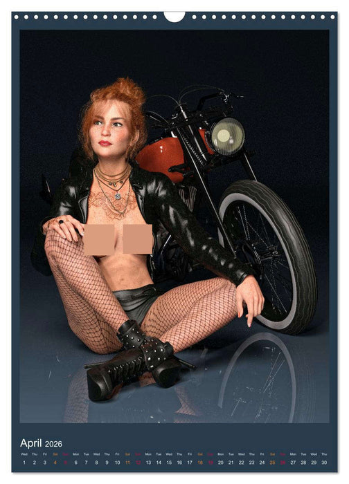 Hot Girls and Bikes (CALVENDO Monthly Calendar 2026)
