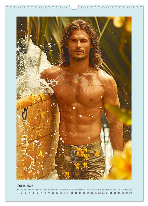 Summer at the beach. Men. Cool guys by the sea (CALVENDO Monthly Calendar 2026)