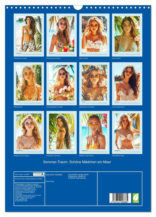 Summer dream. Beautiful girls by the sea (CALVENDO Monthly Calendar 2026)