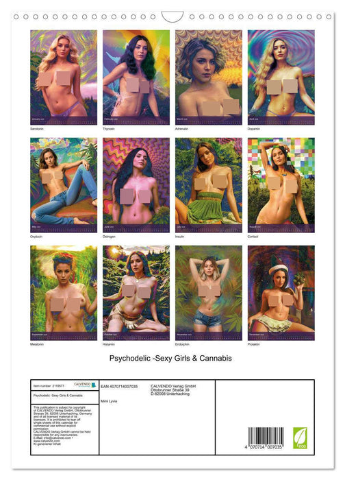 Psychodelic -Sexy Girls & Cannabis (CALVENDO Monthly Calendar 2026)