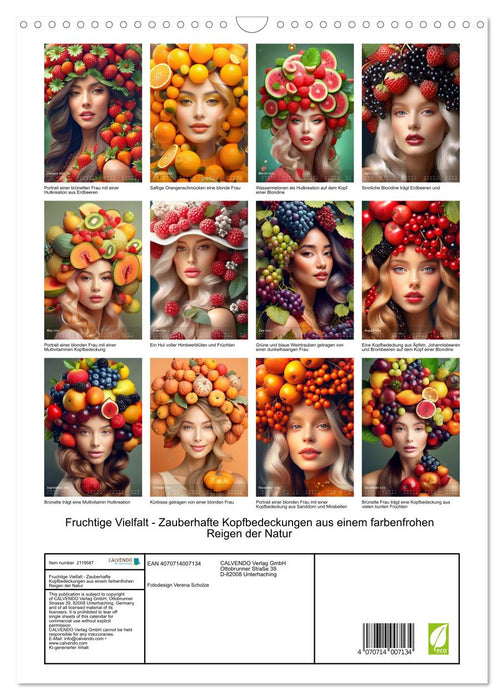 Fruity variety - Enchanting headpieces from a colorful round dance of nature (CALVENDO Monthly Calendar 2026)