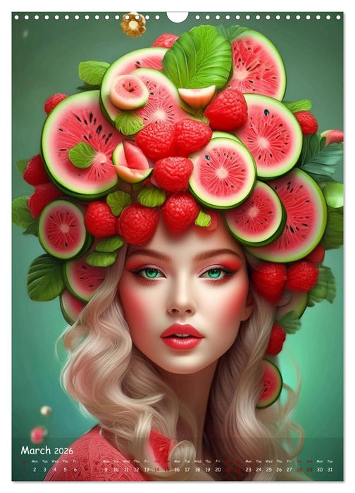Fruity variety - Enchanting headpieces from a colorful round dance of nature (CALVENDO Monthly Calendar 2026)
