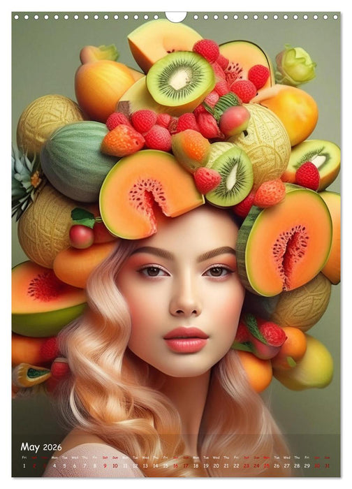 Fruity variety - Enchanting headpieces from a colorful round dance of nature (CALVENDO Monthly Calendar 2026)